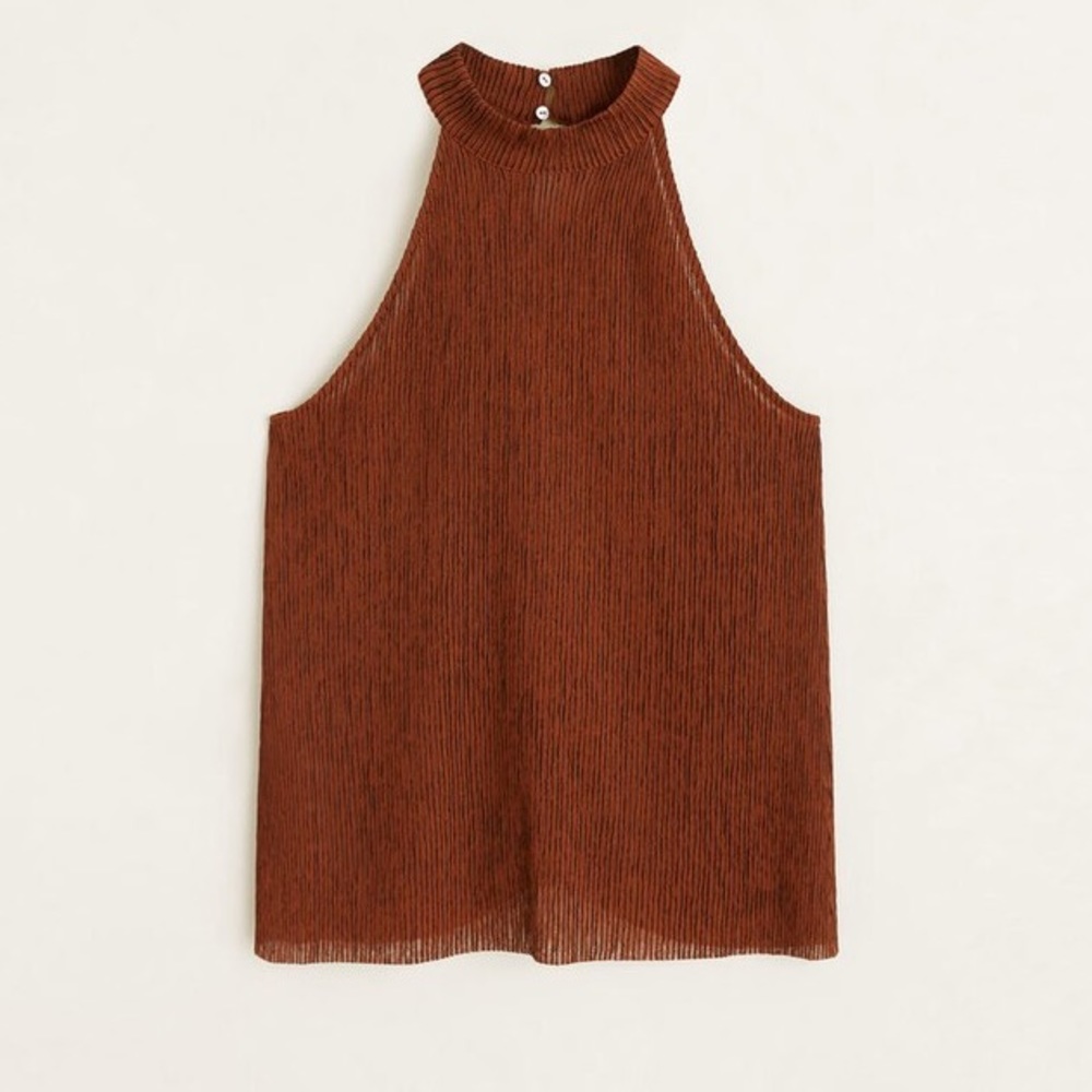 MANGO Rust Textured Halter Top - Size XS